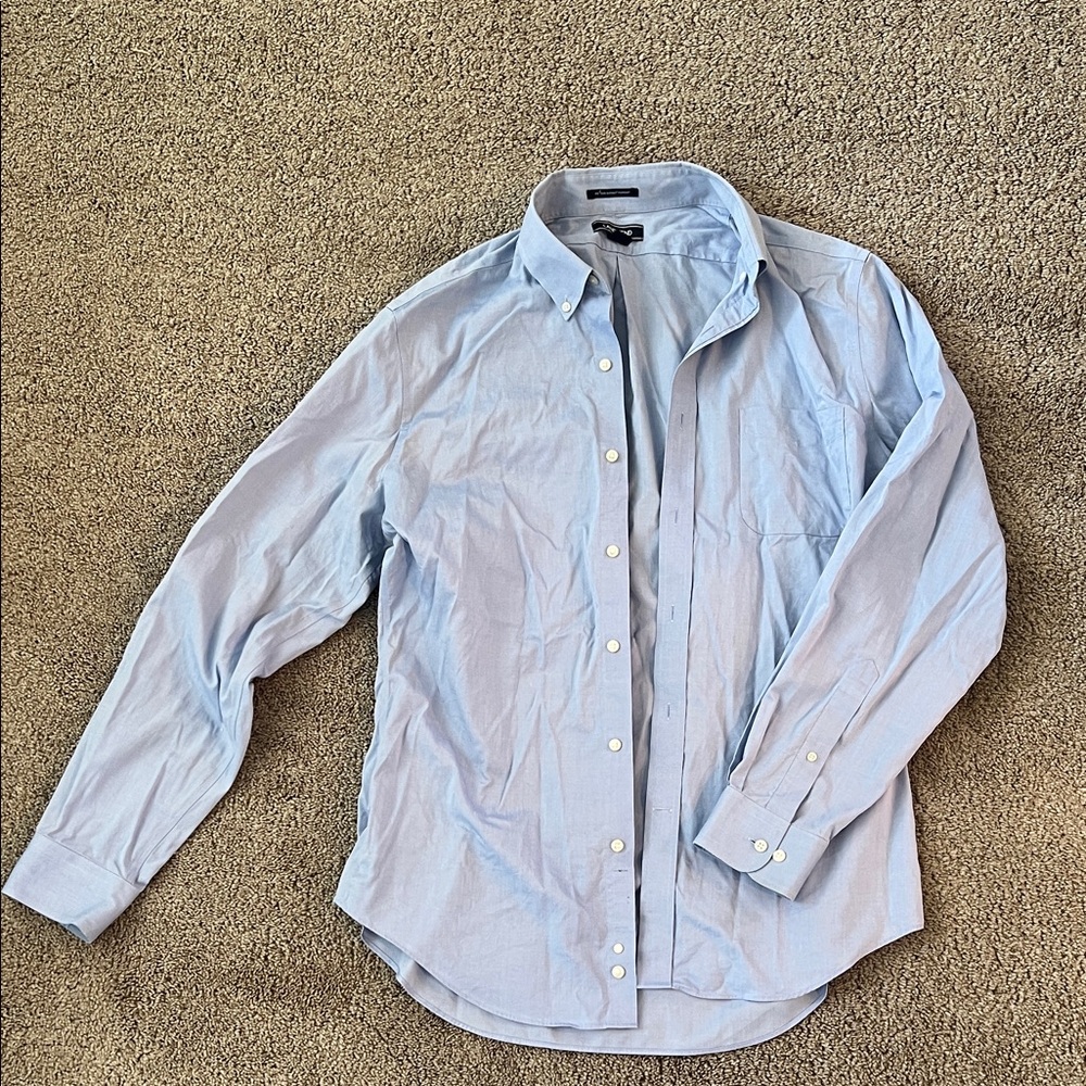 Lands' End Men's Light Blue Button-Down Dress Shirt